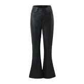 Pantalon en similicuir noir Pantalon High Street Pantalon droit bootcut à fermeture éclair